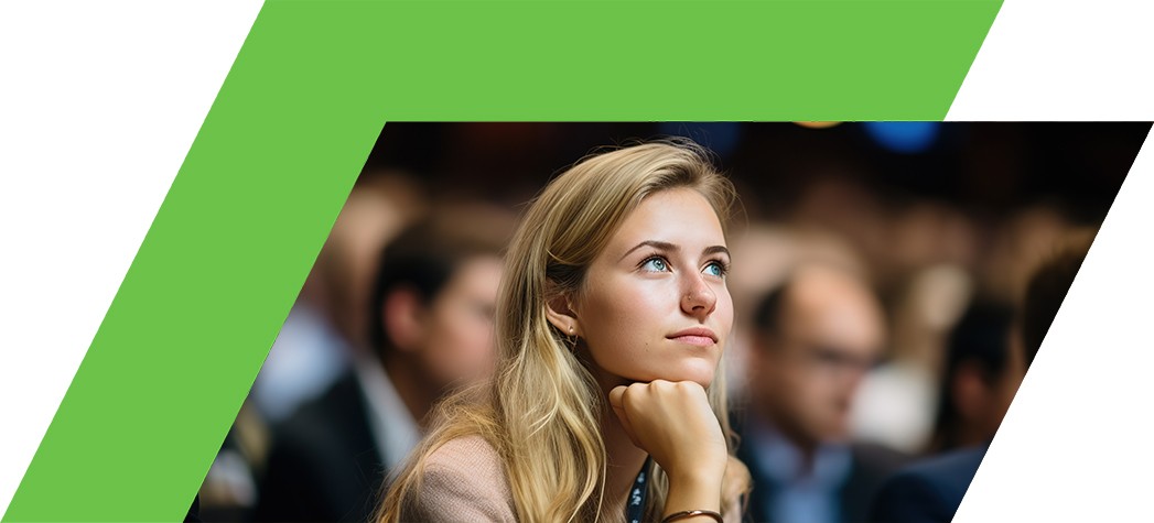 Spectator Business woman at a large conference in the conference room
