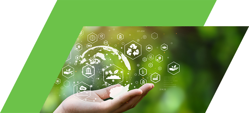 Energy of natural gas sustainable and ethical business on network connection on green background